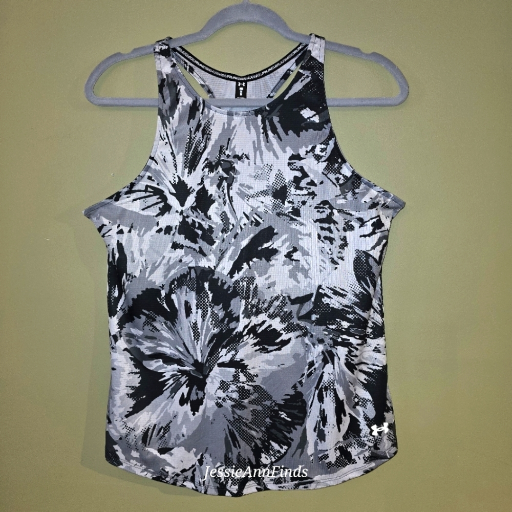 UA Under Armour Black White Gray CoolSwitch Run Tank Women's Size Medium